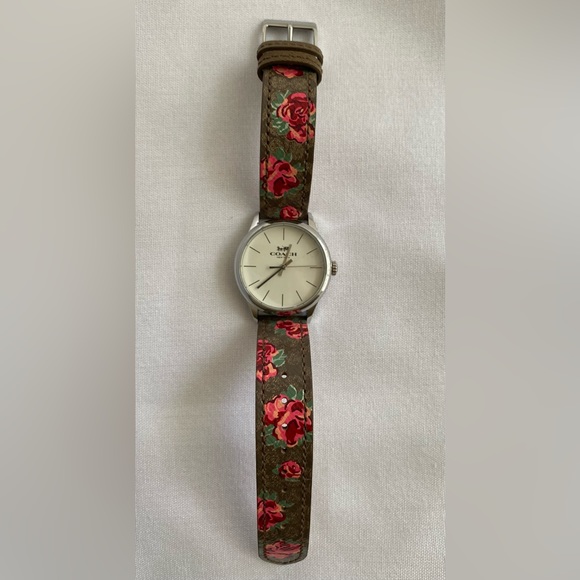 NWT WOMEN COACH FLORAL LEATHER WATCH - Picture 7 of 11